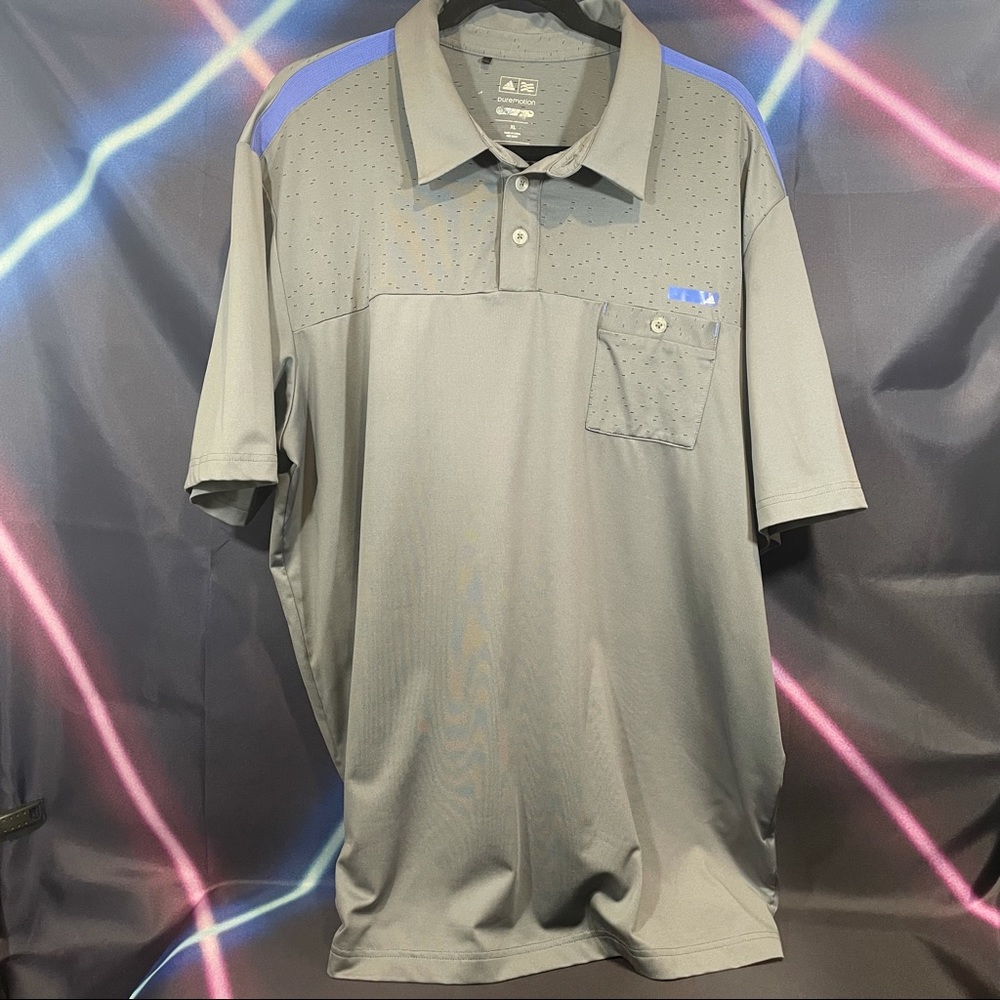 Adidas gray pure motion polo shirt Men’s Size